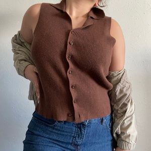 BROWN VINTAGE SWEATER VEST SIZE M